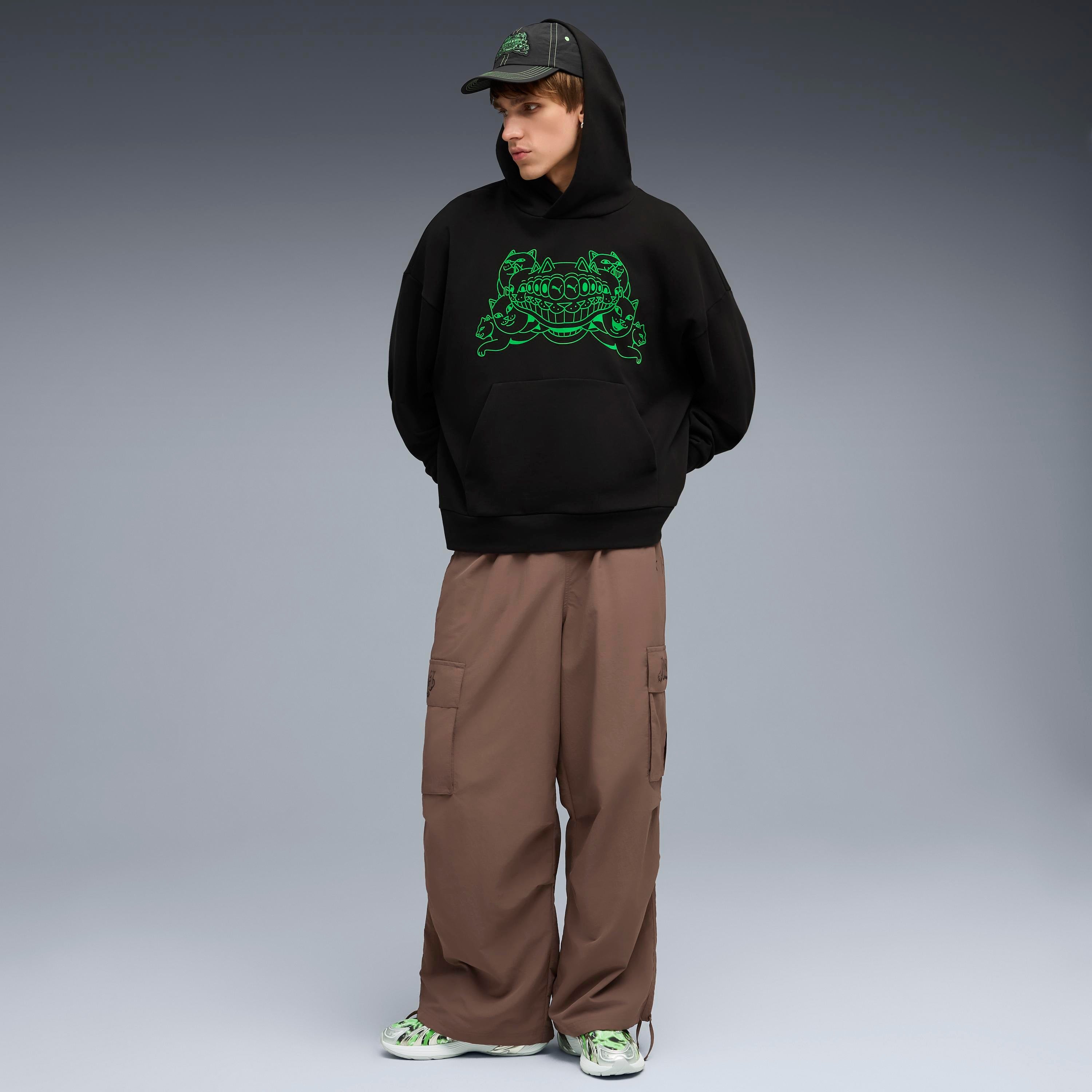 PUMA × RIPNDIP BOXY GRAPHIC HOODIE (BLACK)