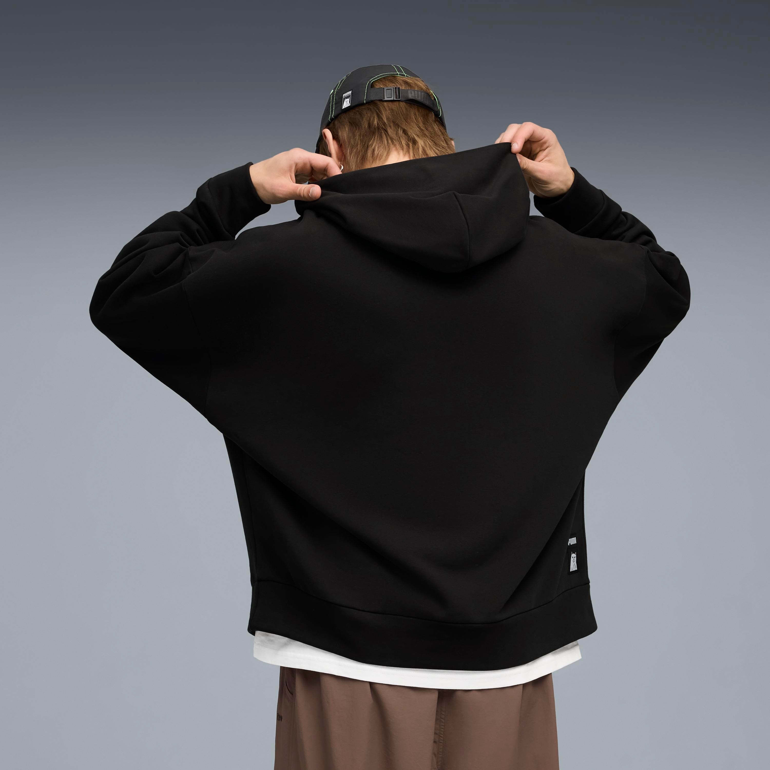 PUMA × RIPNDIP BOXY GRAPHIC HOODIE (BLACK)