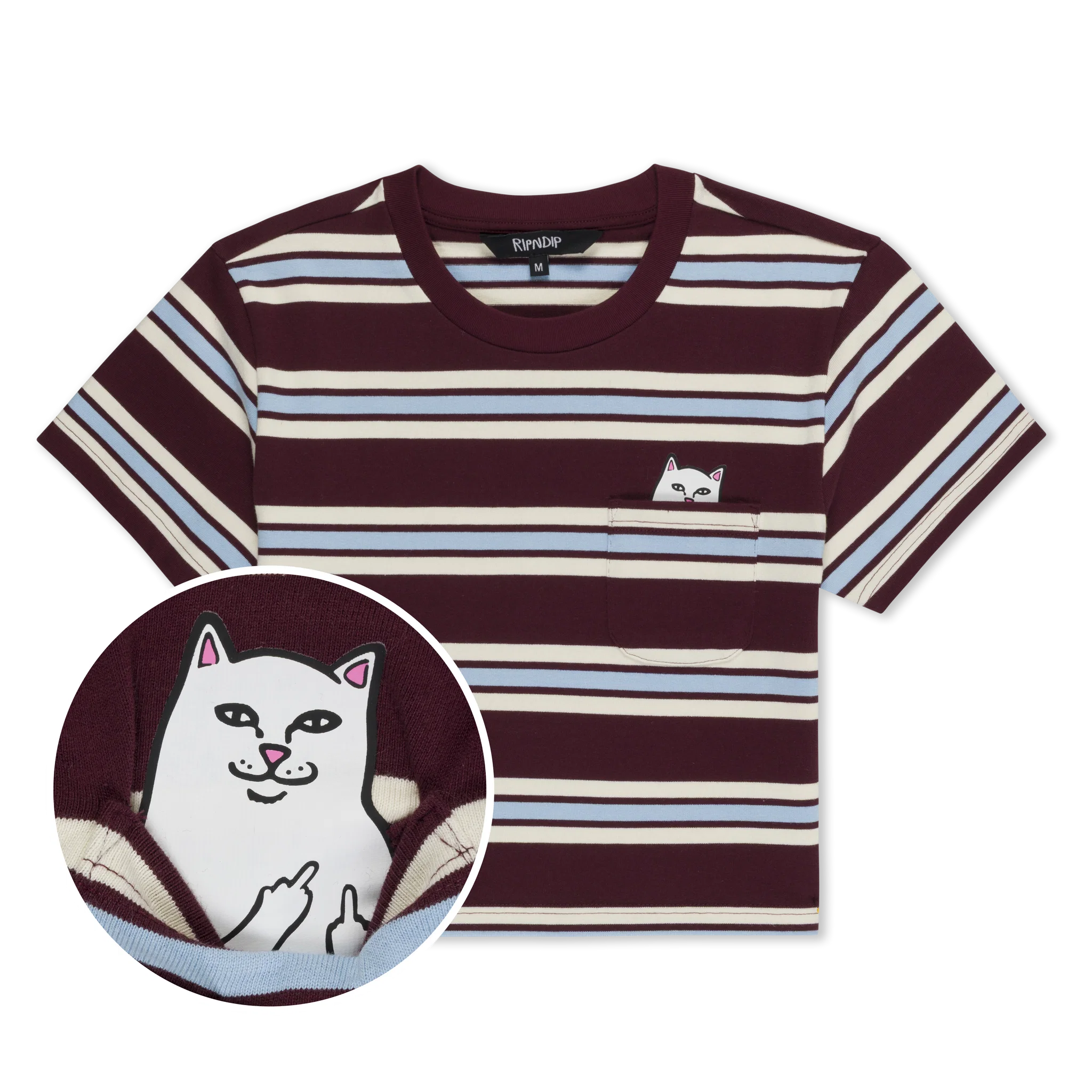 LORD NERMAL CROPPED BABY POCKET TEE (BROWN STRIPE)