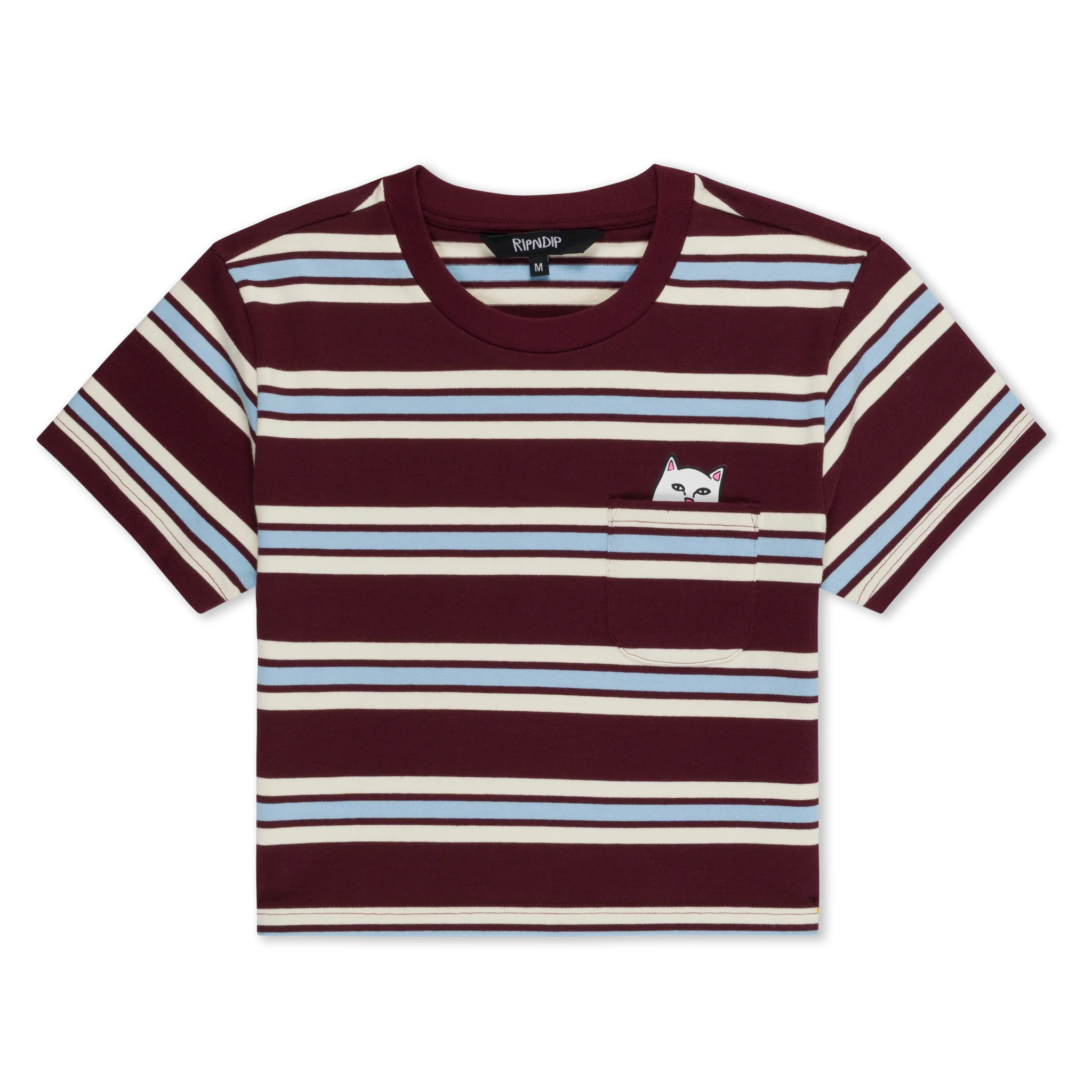 LORD NERMAL CROPPED BABY POCKET TEE (BROWN STRIPE)