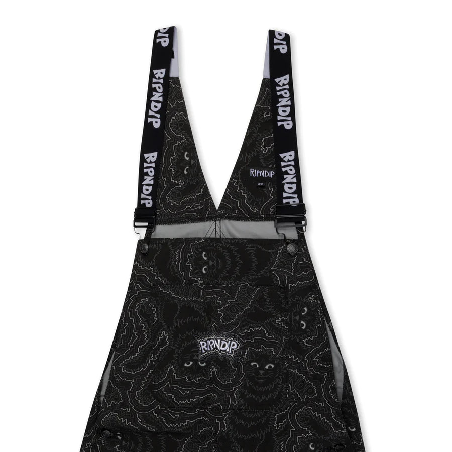 Big Pussy Energy Cotton Twill Overalls (Black)