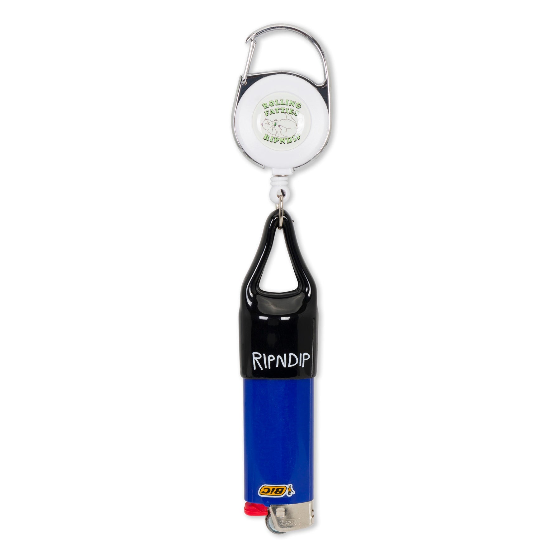 Rolling Fatties Lighter Leash Keychain (Silver/Black)