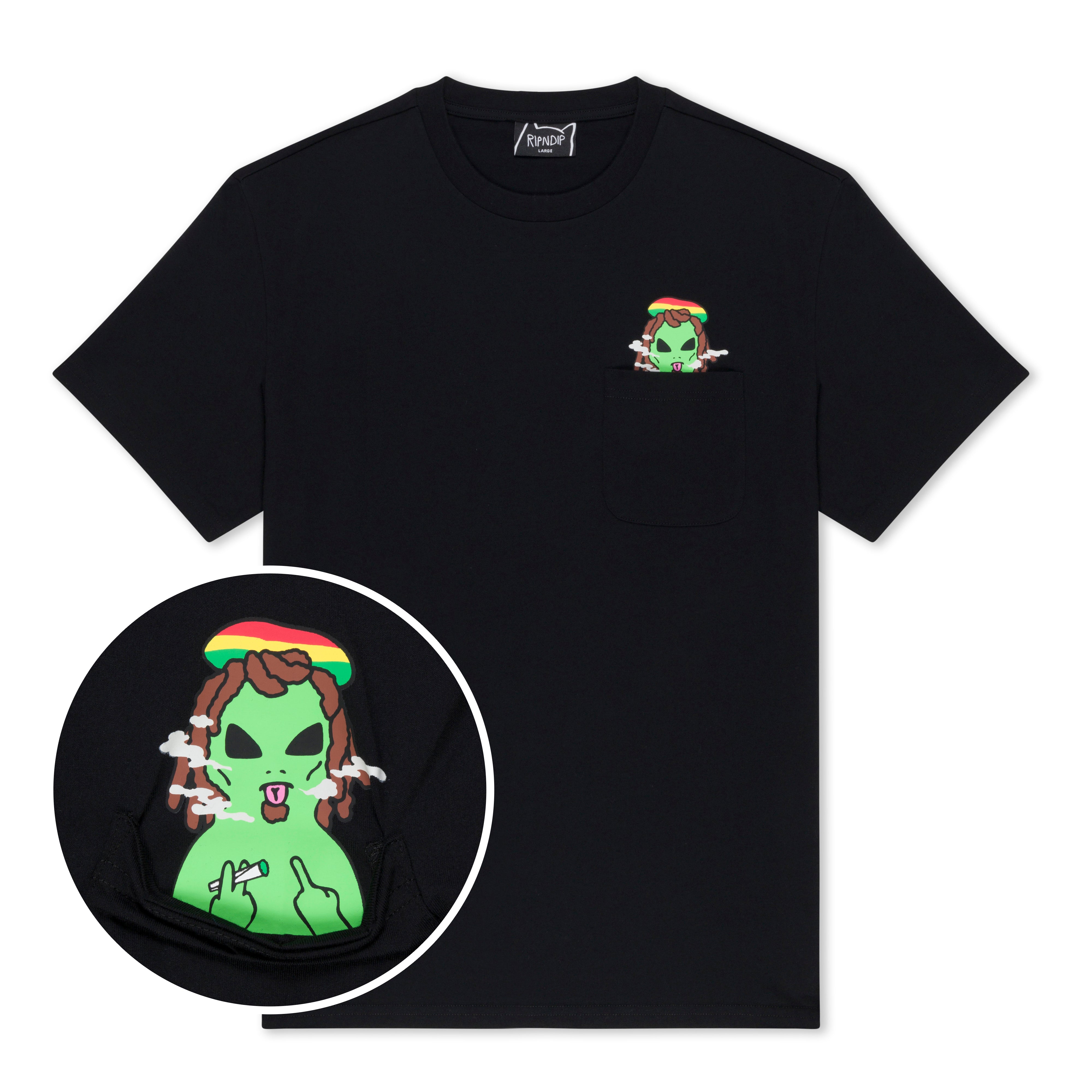 SMOKING RASTA ALIEN POCKET TEE