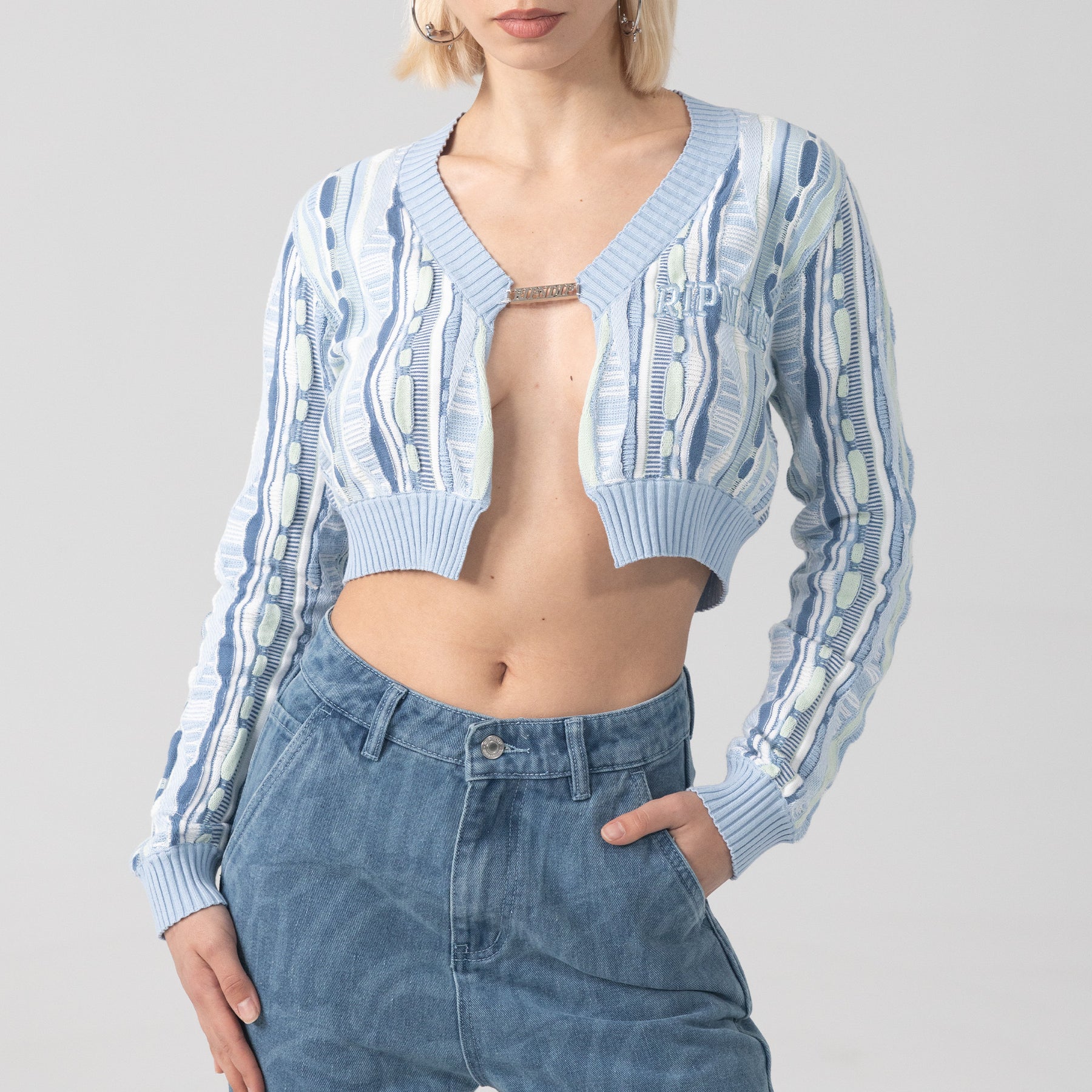 CORDED KNIT CROPPED LONG SLEEVE