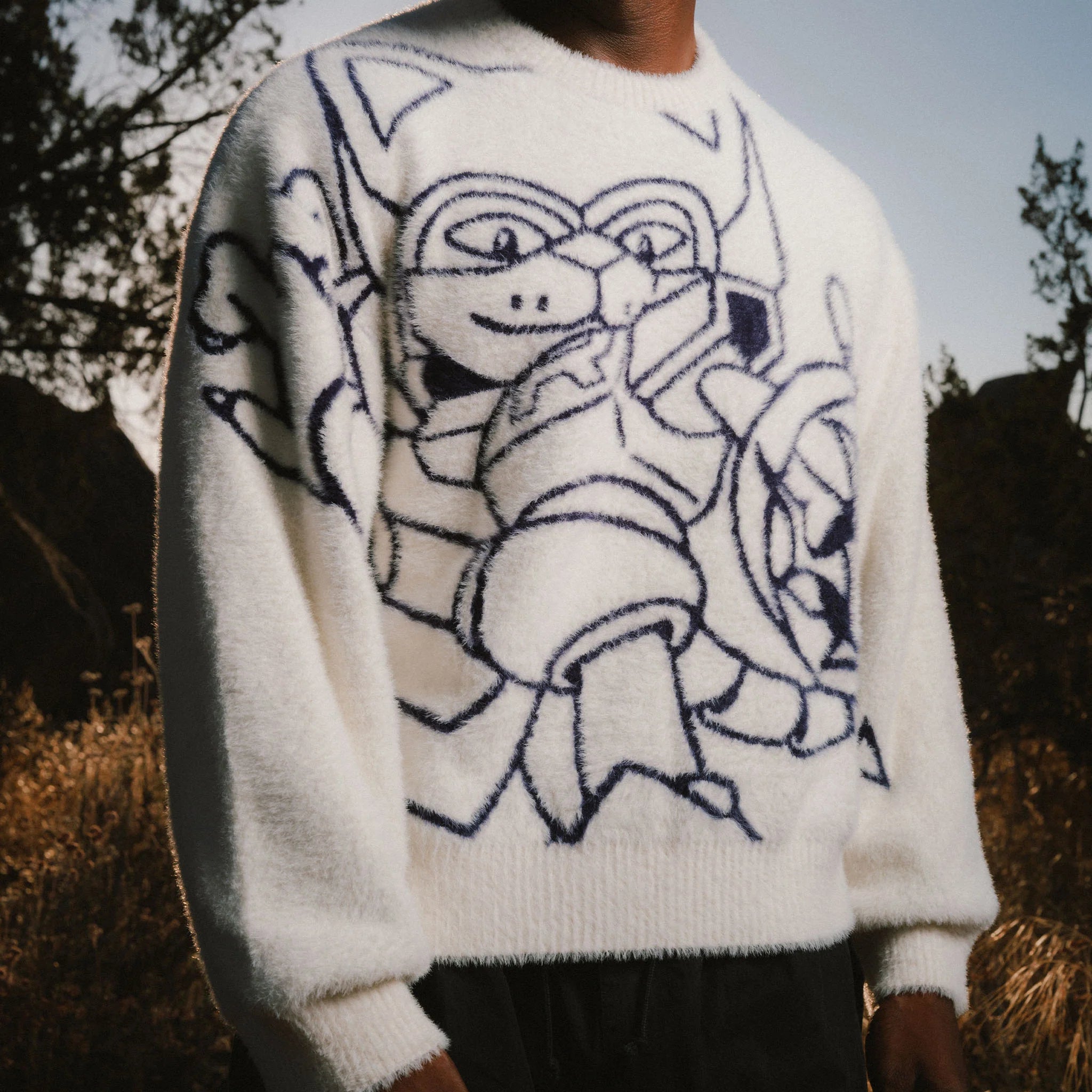 ROKKUNERM REVERSIBLE MOHAIR SWEATER (BONE)