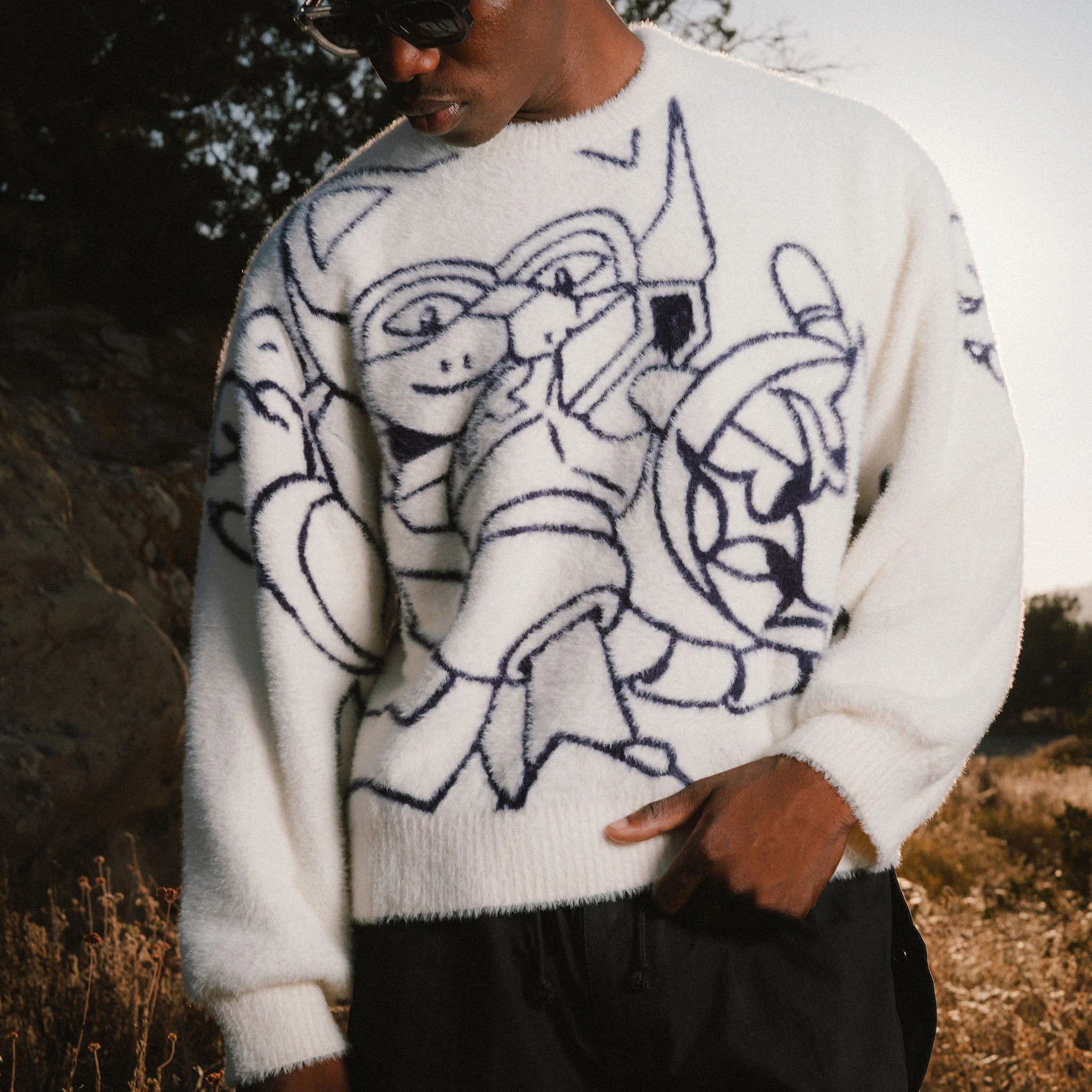 ROKKUNERM REVERSIBLE MOHAIR SWEATER (BONE)