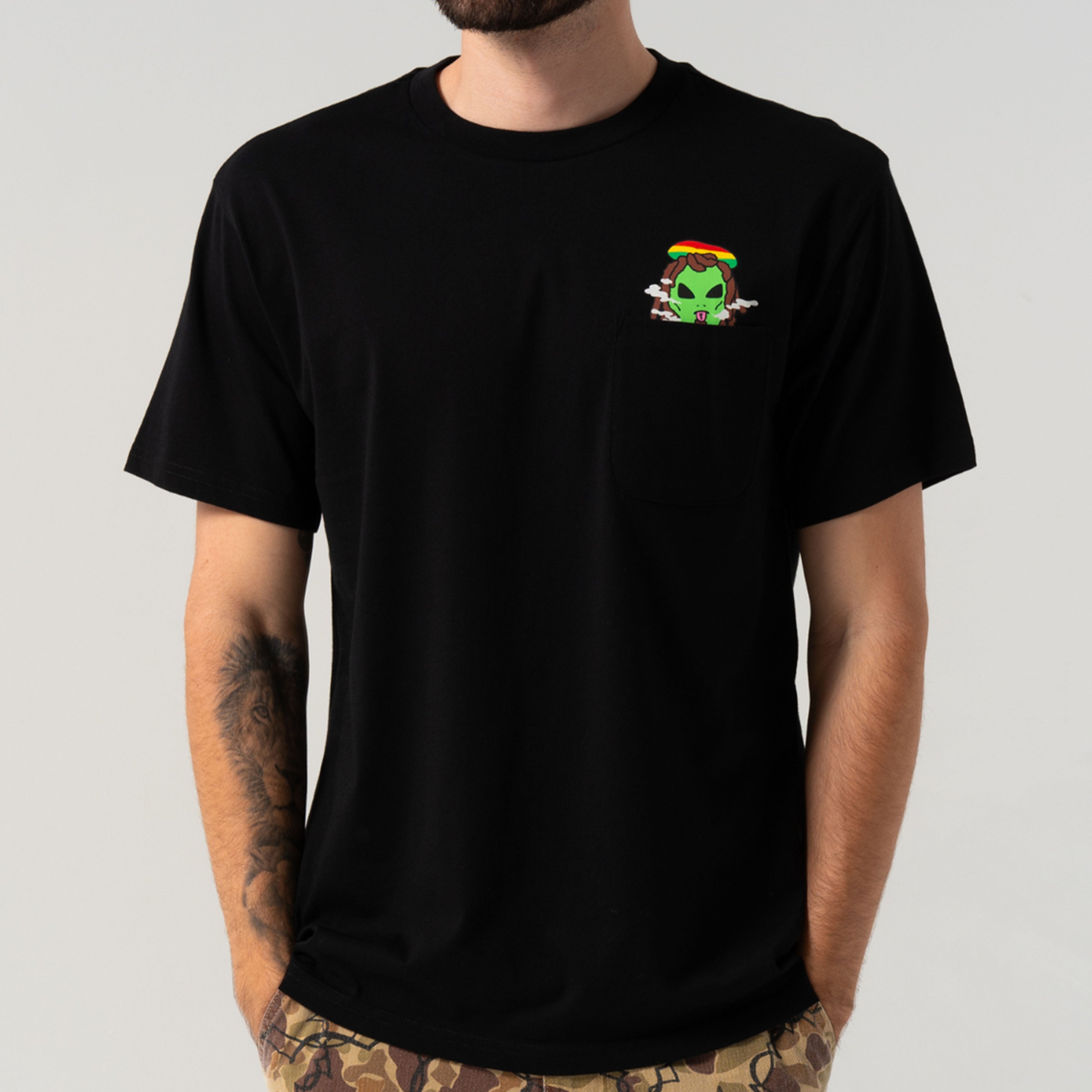 SMOKING RASTA ALIEN POCKET TEE