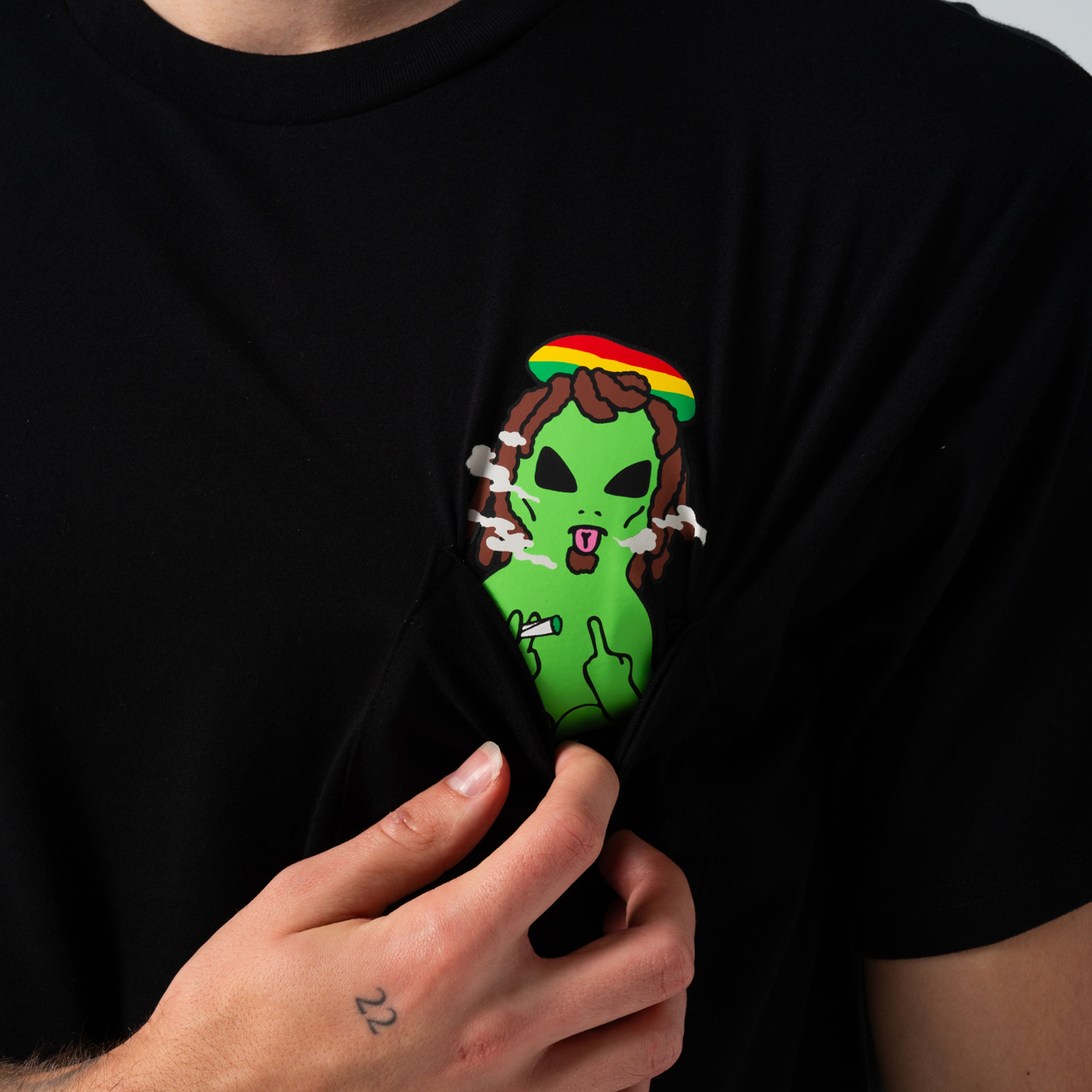 SMOKING RASTA ALIEN POCKET TEE