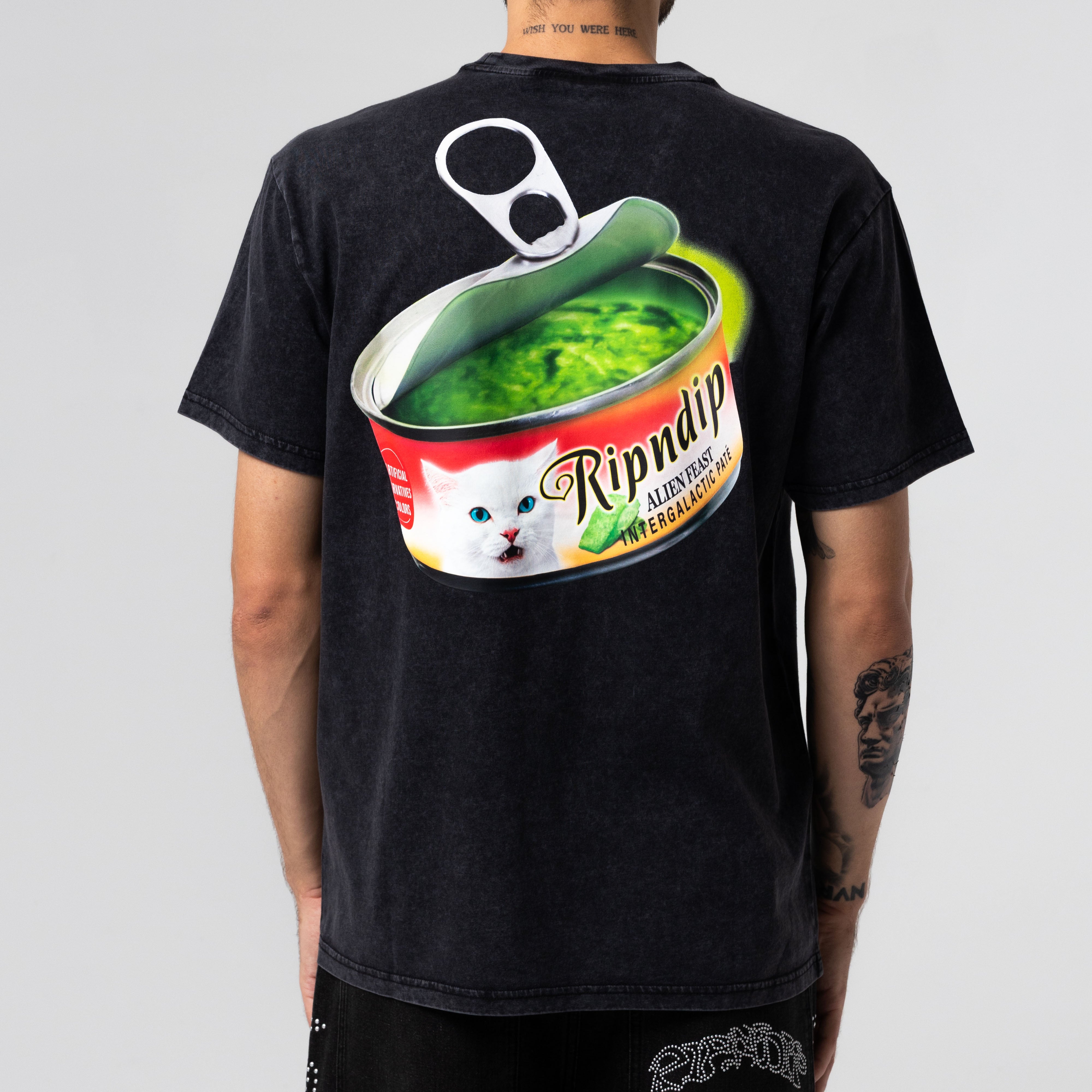 GOURMET CAT FOOD TEE (BLACK VINTAGE WASH)