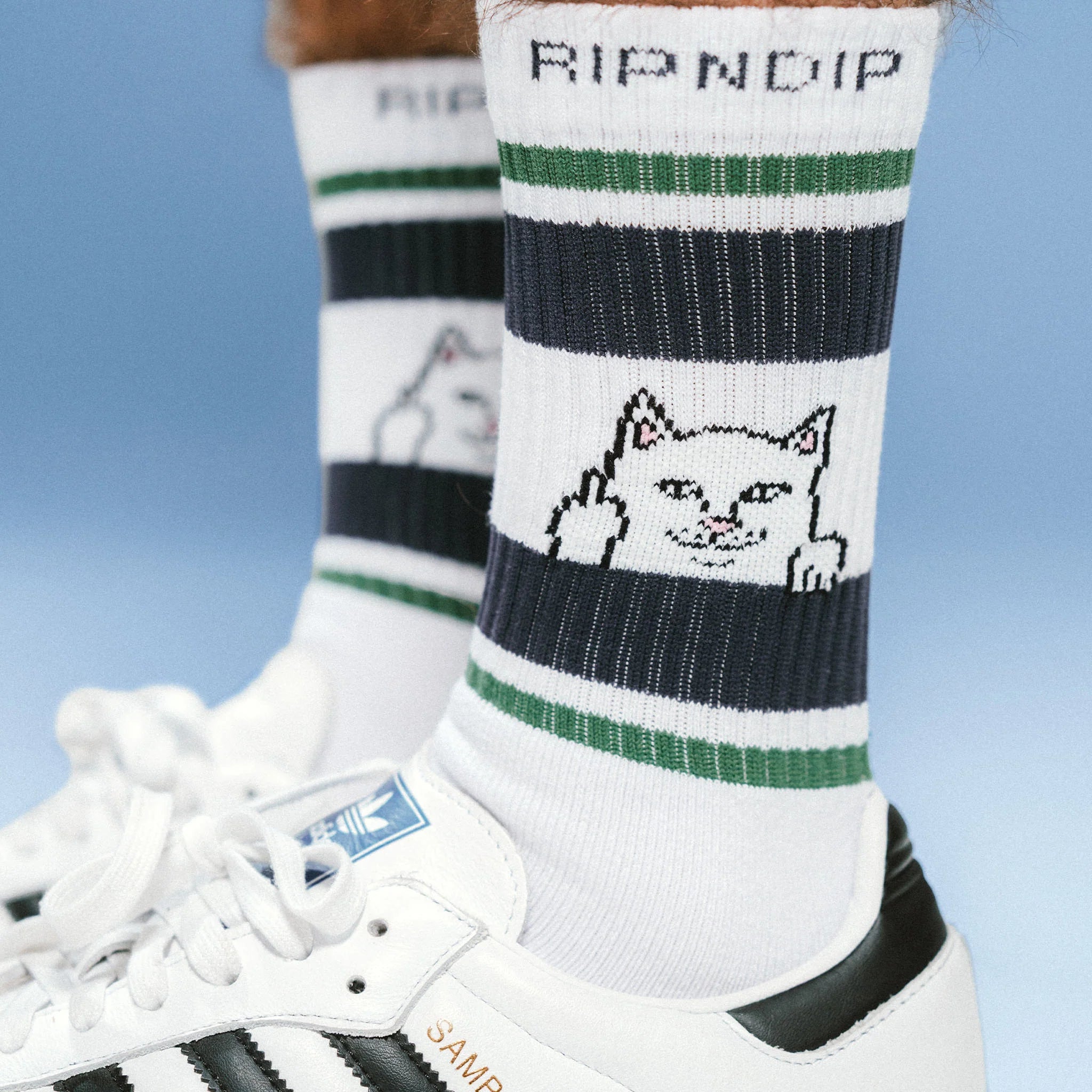 PEEKING NERMAL SOCKS (GREEN / SLATE)