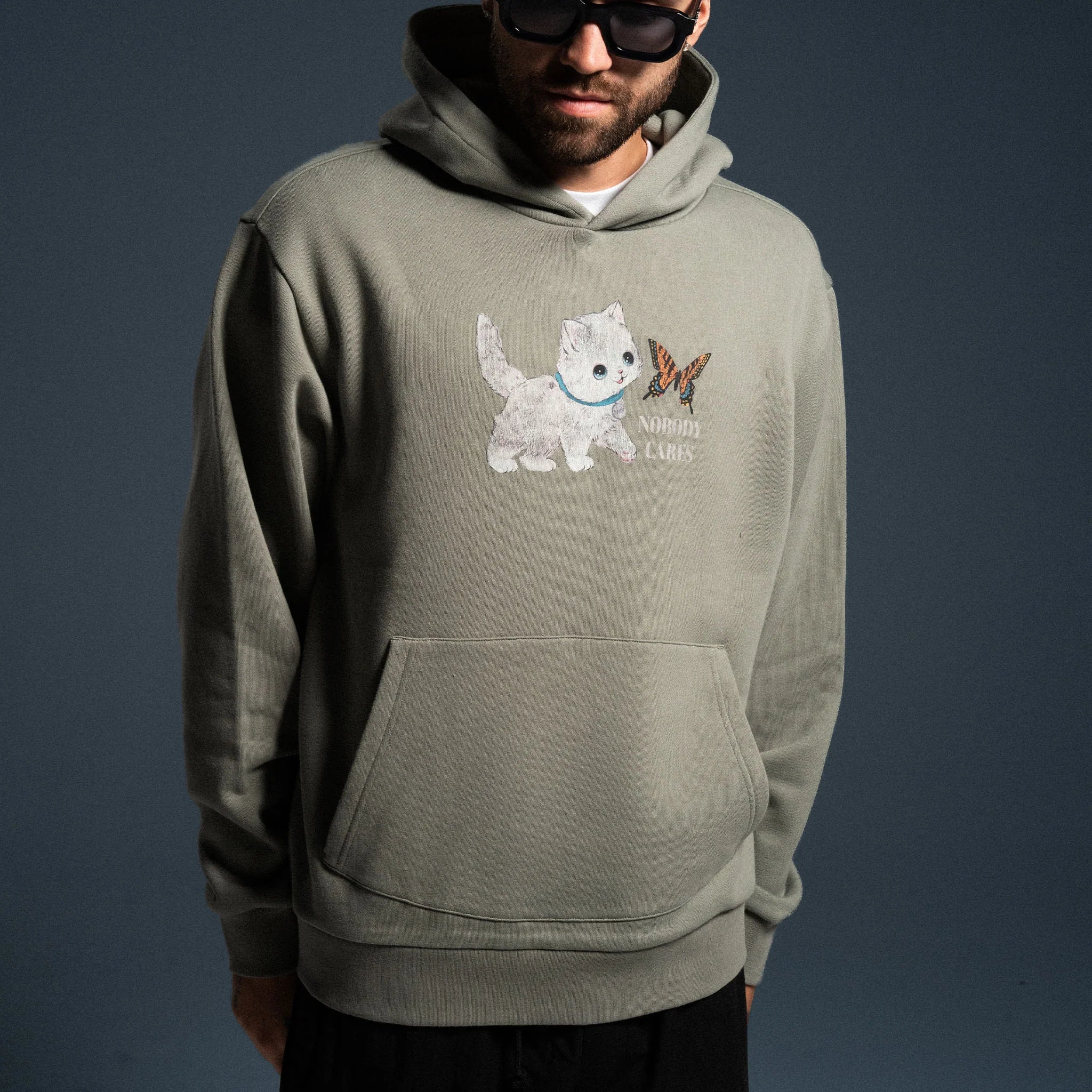 NOBODY CARES HOODIE (SILVER SAGE)