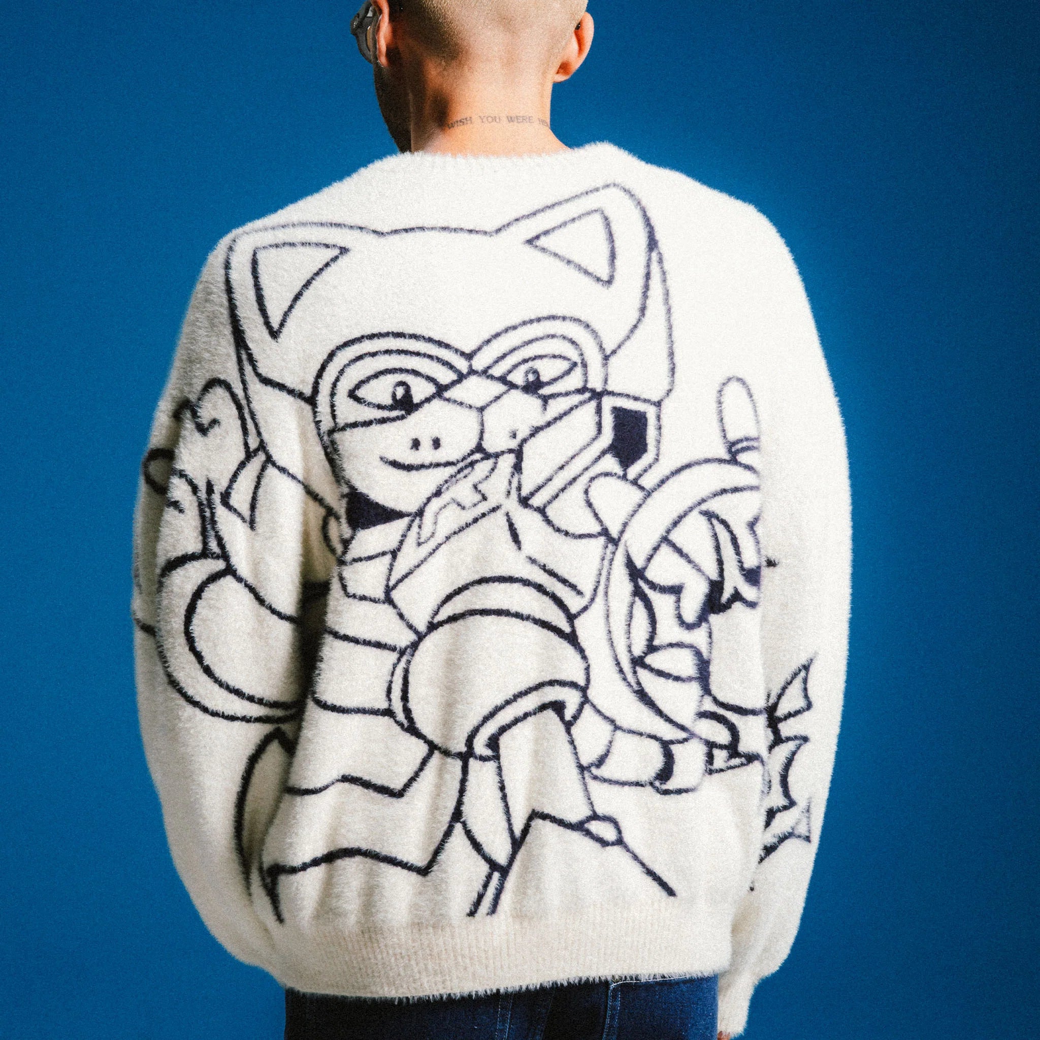 ROKKUNERM REVERSIBLE MOHAIR SWEATER (BONE)