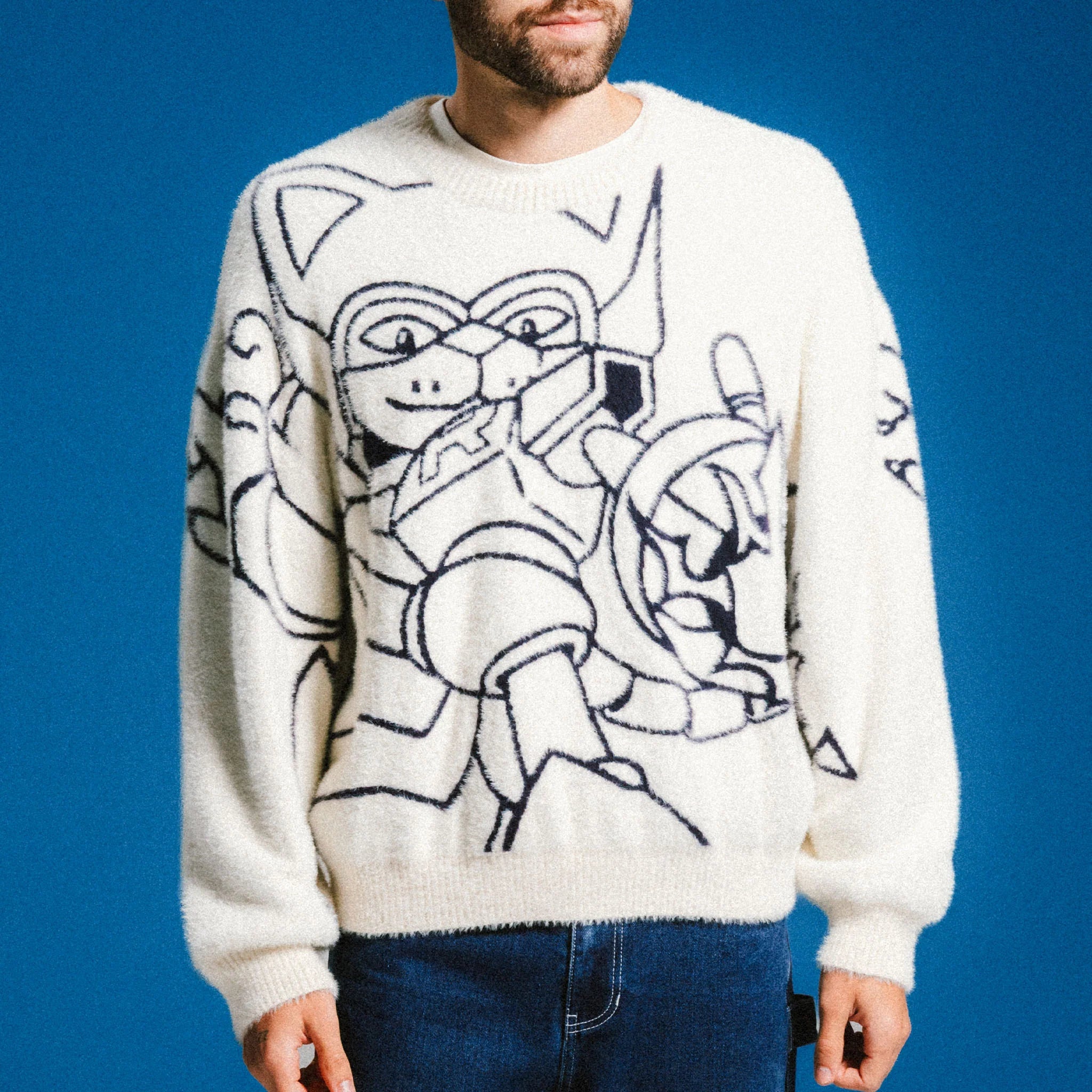 ROKKUNERM REVERSIBLE MOHAIR SWEATER (BONE)