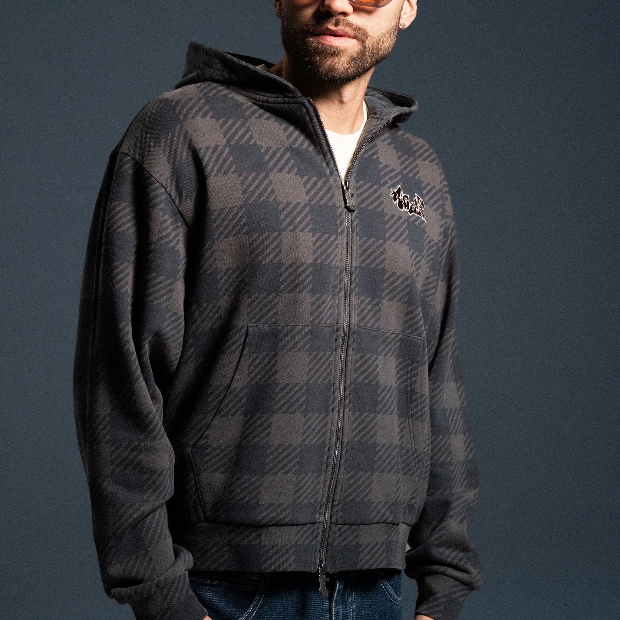 HARD IN DA PAINT ZIP-UP HOODIE (CHARCOAL SUN FADE)