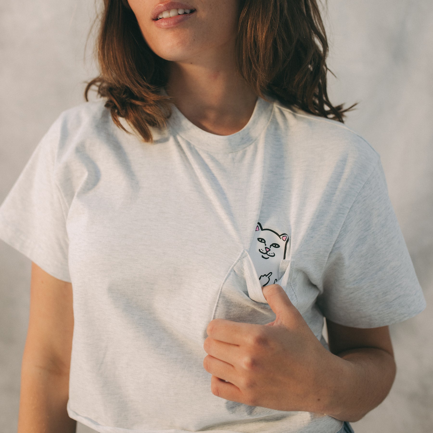 LORD NERMAL CROPPED BABY POCKET TEE (ASH HEATHER)